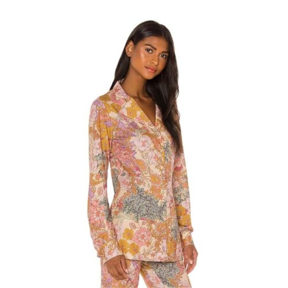 Beach Riot Harvest Gold Paisley Mary Blouse Long Sleeve